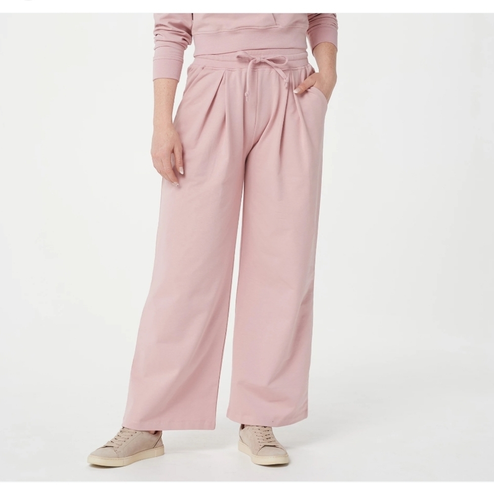 Bishop + Young Blush Pink Wide Leg Lounge Knit Pants